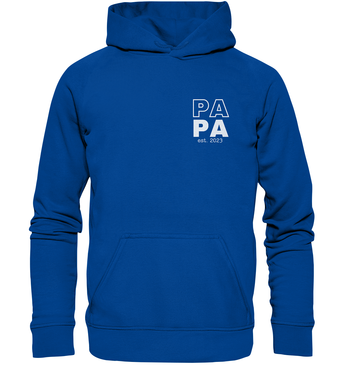 Ein Papa Hoodie mit minimalistischem Design von ShirtDesire. Personalisierter Druck, hochwertige Materialien. Perfekt für stolze Väter, die ihren eigenen Stil ausdrücken möchten.
