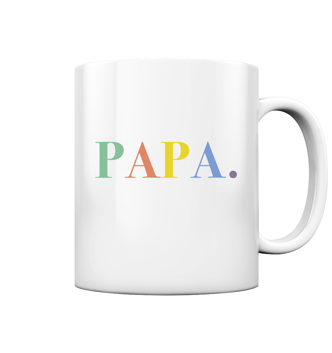 Eine Papa Tasse mit minimalistischem Design von ShirtDesire. Personalisierter Druck, hochwertige Materialien. Perfekt für stolze Väter, die ihren eigenen Stil ausdrücken möchten.